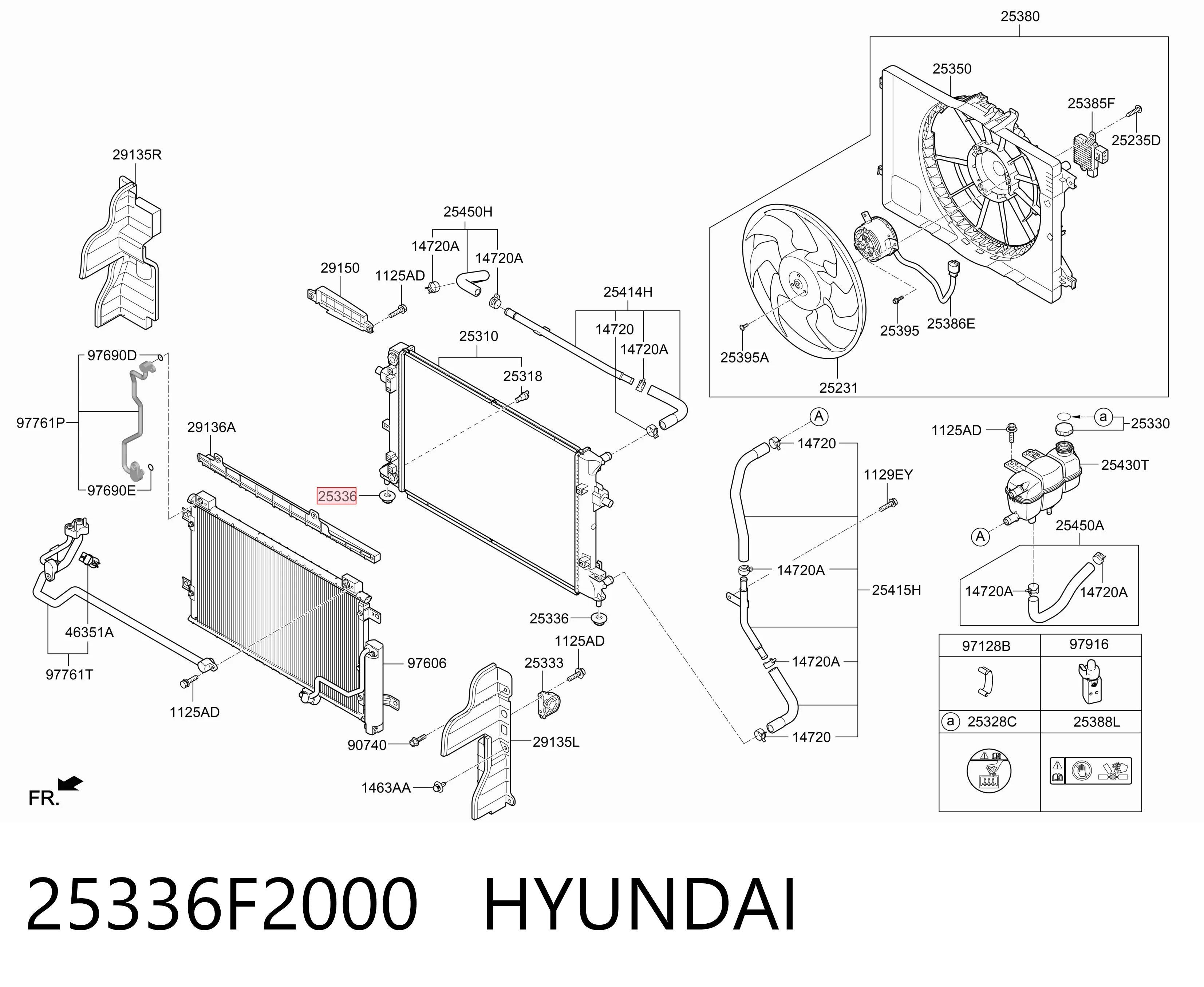 25336F2000 Hyundai/Kia Consola (coxim de fixação) inferior do radiador