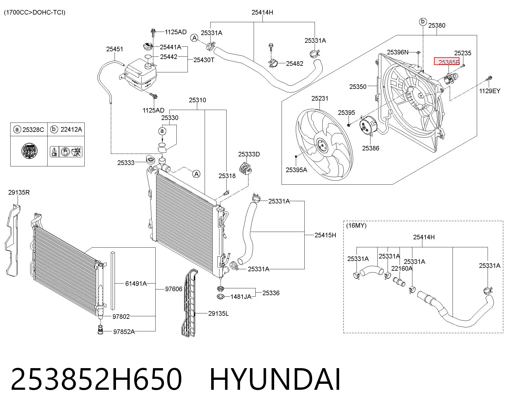 253852H650 Hyundai/Kia Regulador de revoluções de ventilador de esfriamento (unidade de controlo)
