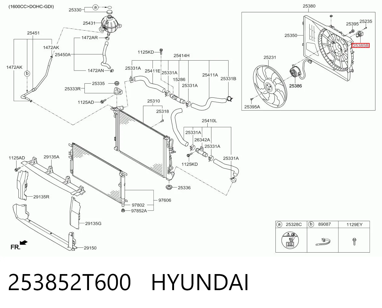 253852T600 Hyundai/Kia Regulador de revoluções de ventilador de esfriamento (unidade de controlo)