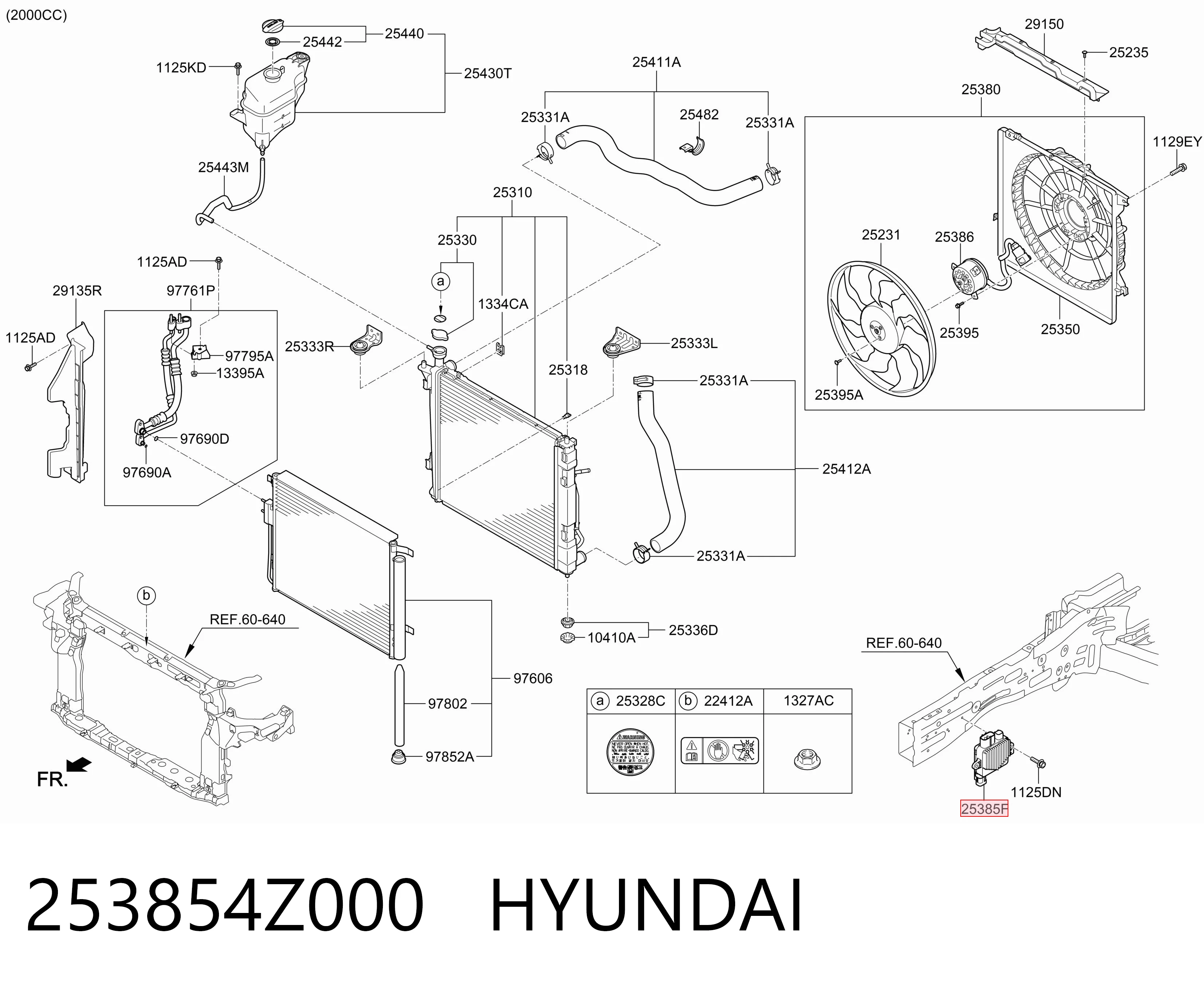253854Z000 Hyundai/Kia Regulador de revoluções de ventilador de esfriamento (unidade de controlo)