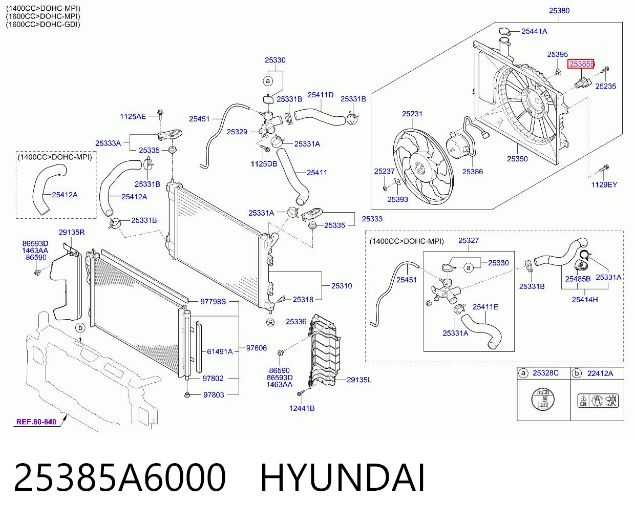 25385A6000 Hyundai/Kia Regulador de revoluções de ventilador de esfriamento (unidade de controlo)