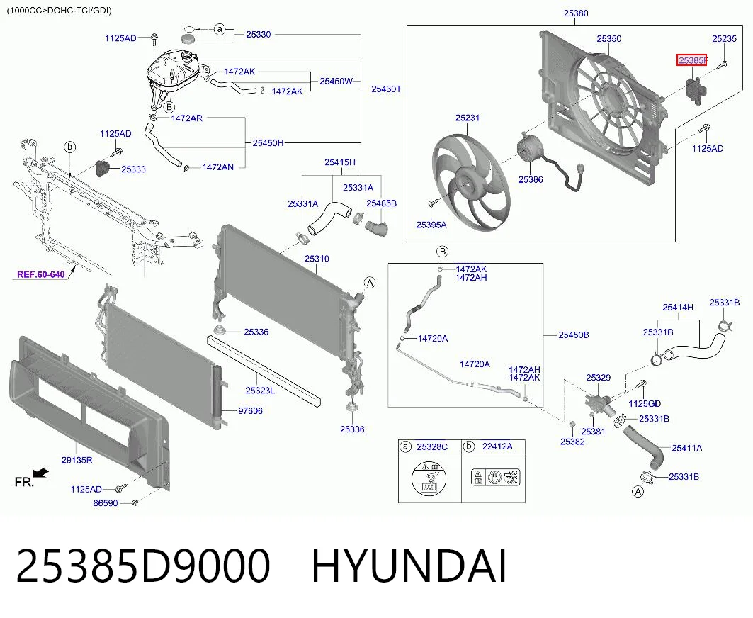 25385D9000 Hyundai/Kia Regulador de revoluções de ventilador de esfriamento (unidade de controlo)