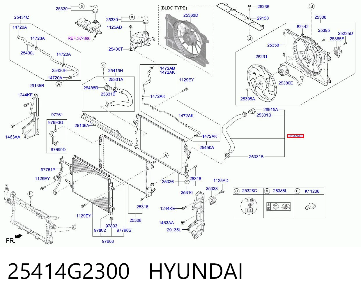 25414G2300 Hyundai/Kia Mangueira (cano derivado) do radiador de esfriamento superior