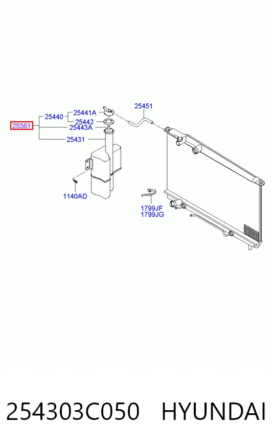 Tanque de expansão do sistema de esfriamento para Hyundai Sonata IV EU4