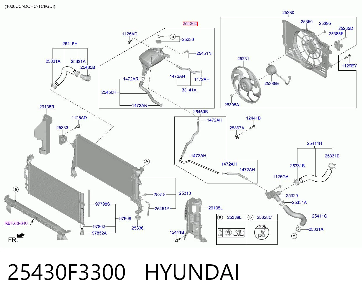 25430F3300 Hyundai/Kia Tanque de expansão do sistema de esfriamento