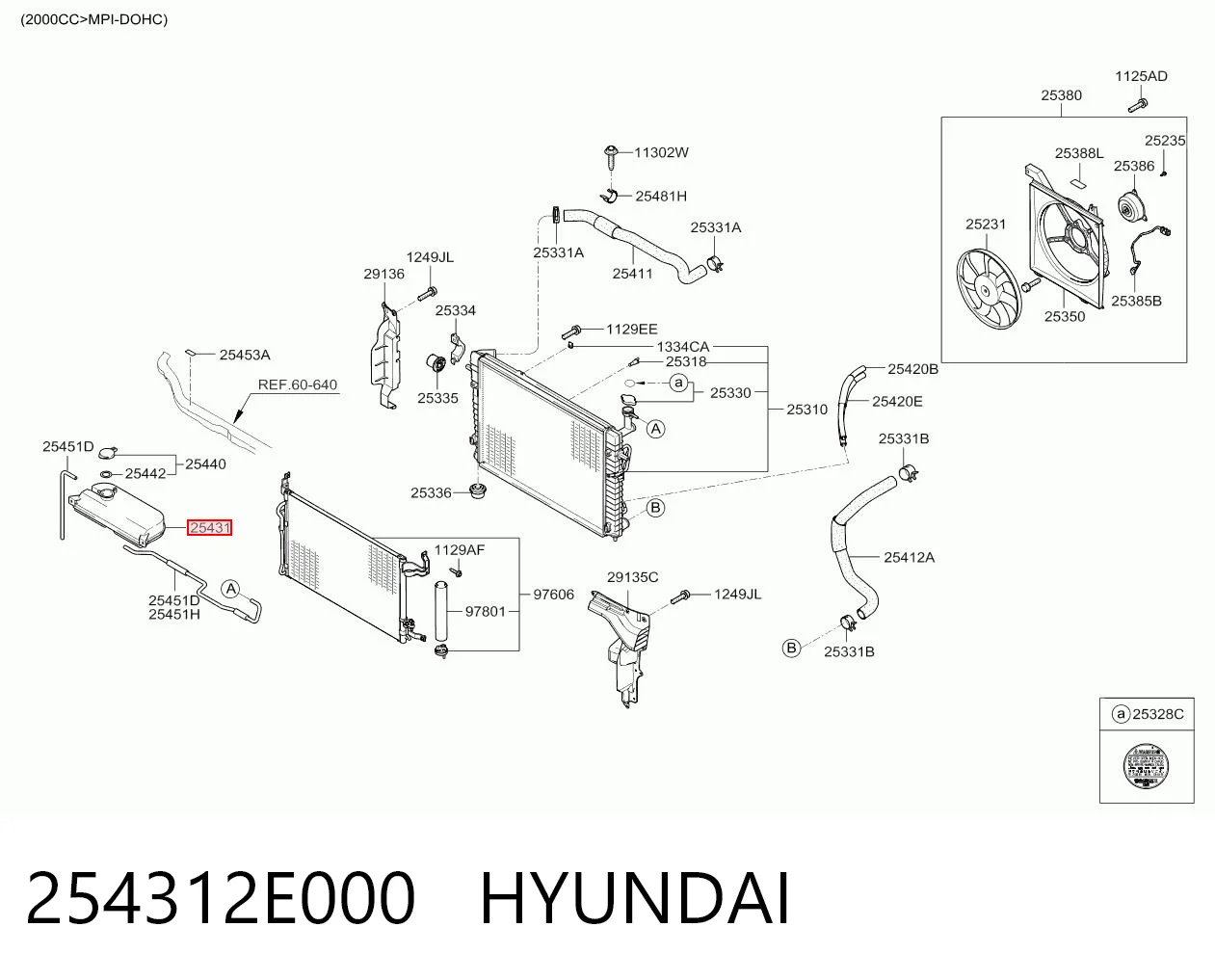 254312E000 Hyundai/Kia Tanque de expansão do sistema de esfriamento
