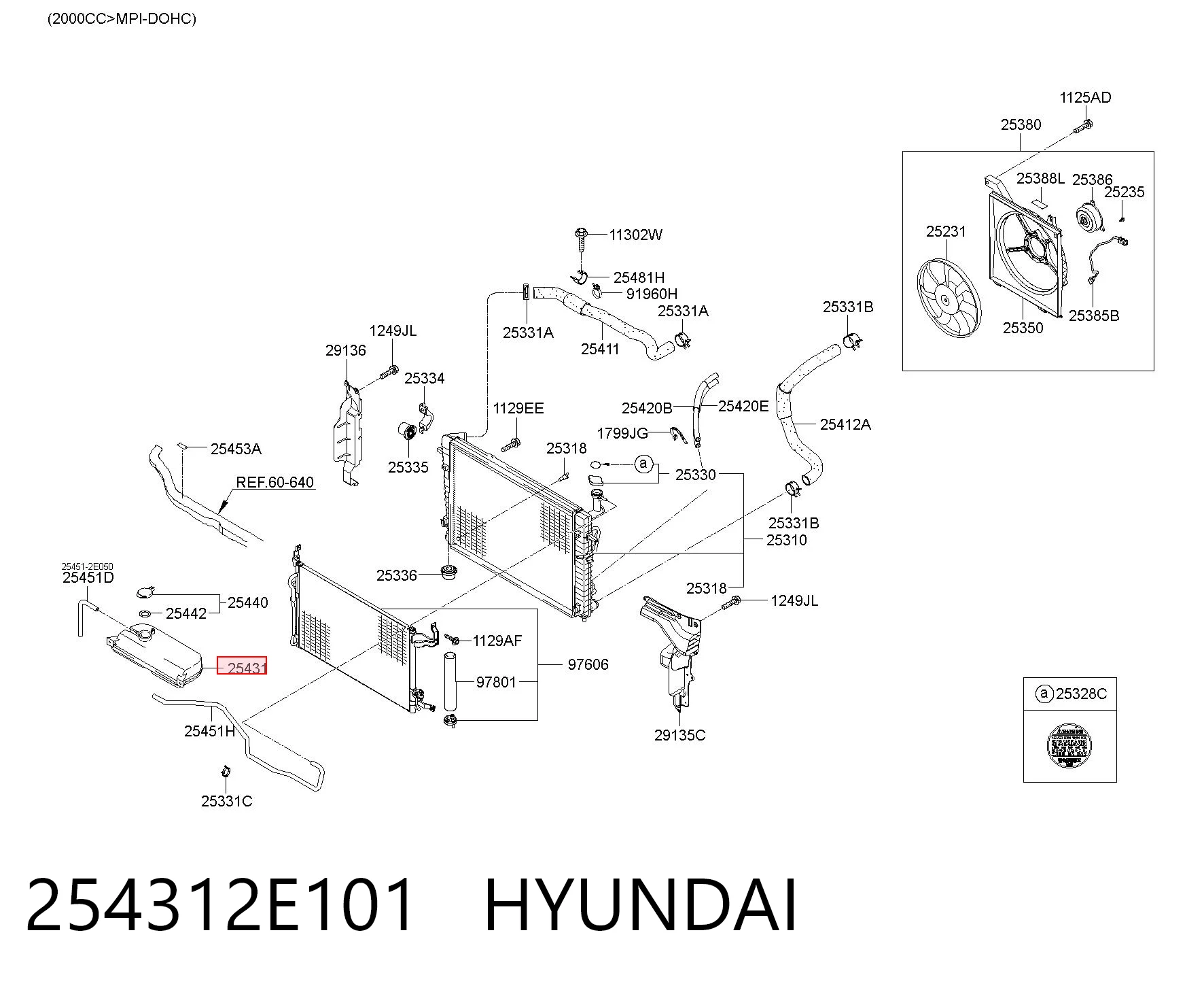 254312E101 Hyundai/Kia Tanque de expansão do sistema de esfriamento