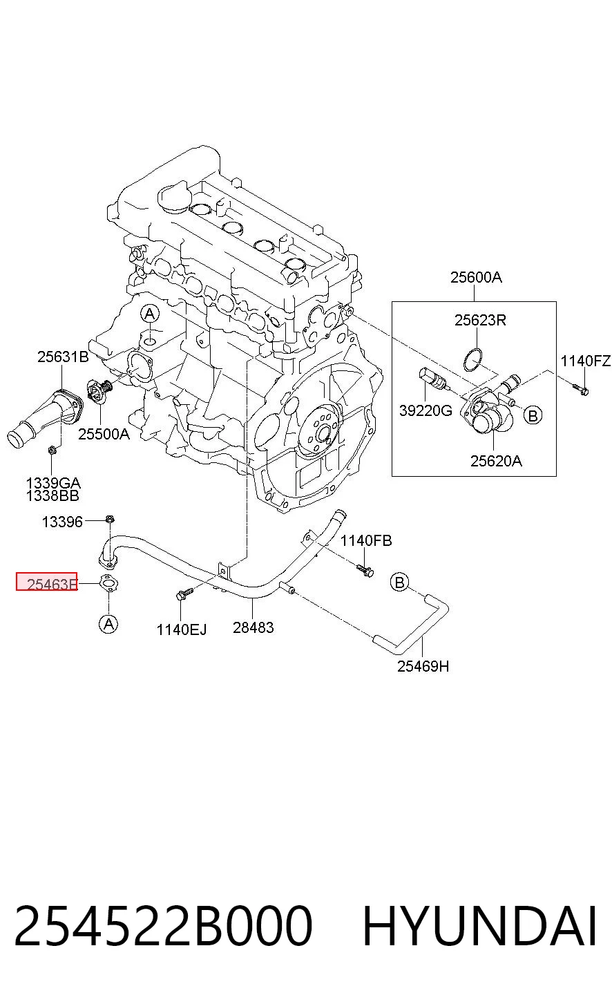 254522B000 Hyundai/Kia Vedante de termostato