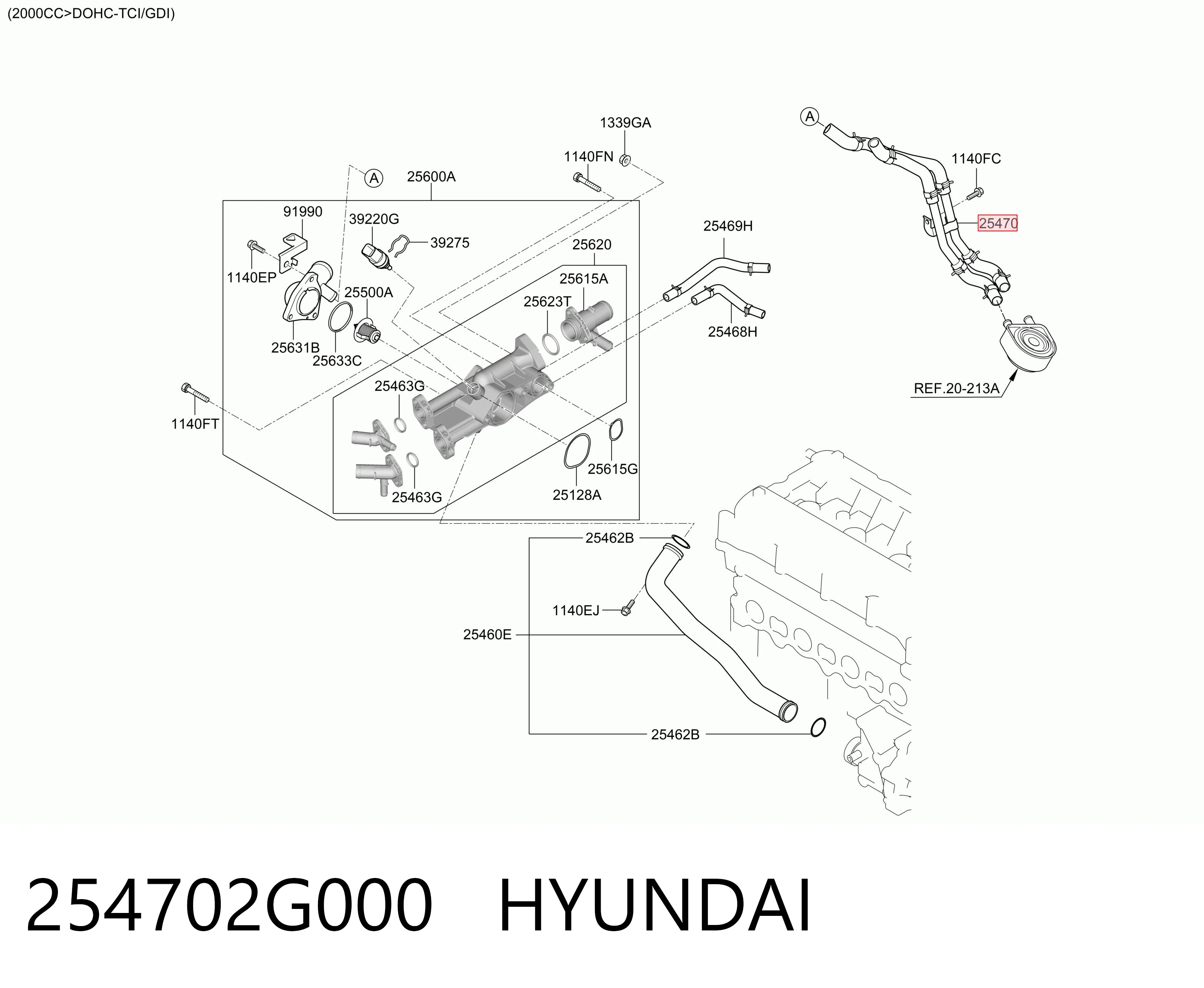 Mangueira (cano derivado) do sistema de esfriamento para Hyundai Tucson II TM