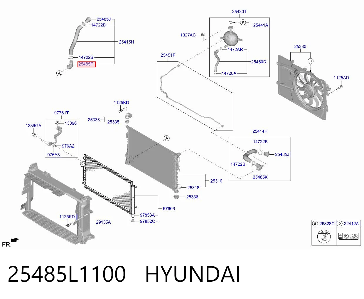 25485L1100 Hyundai/Kia Flange do sistema de esfriamento (união em T)
