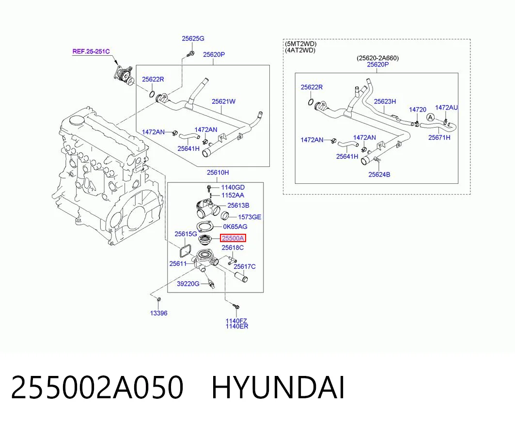 255002A050 Hyundai/Kia Termostato