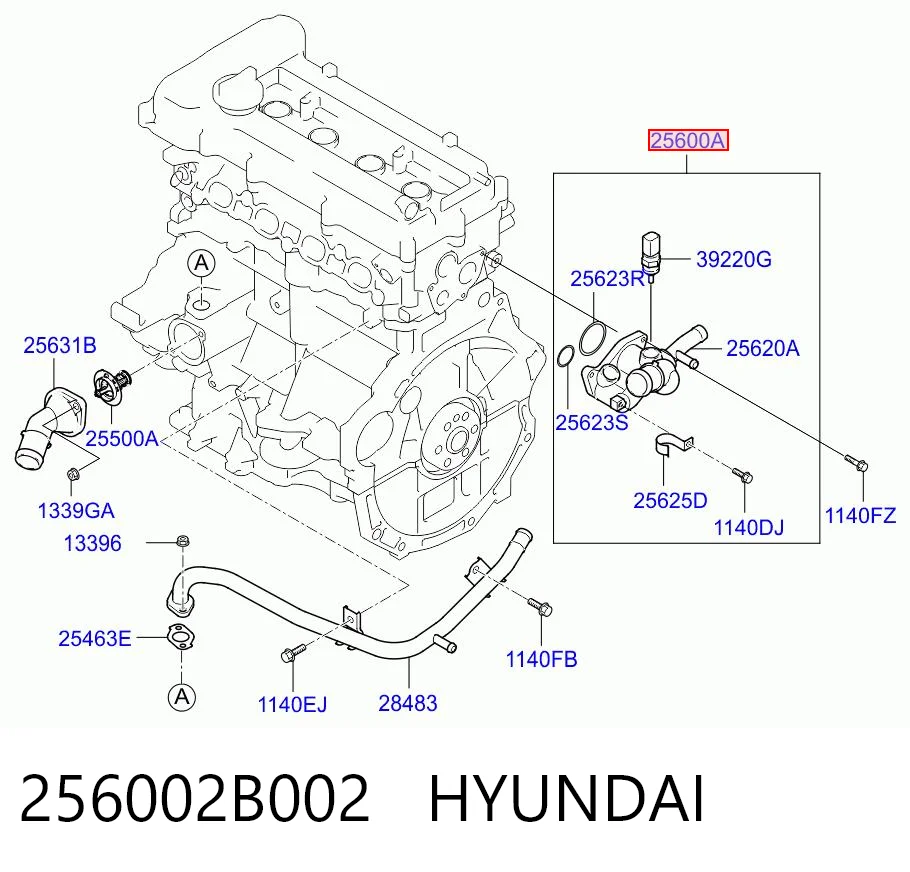 256002B002 Hyundai/Kia Caixa do termostato