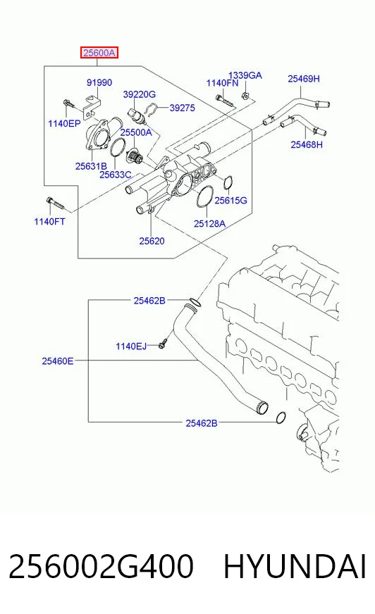 256002G400 Hyundai/Kia Caixa do termostato