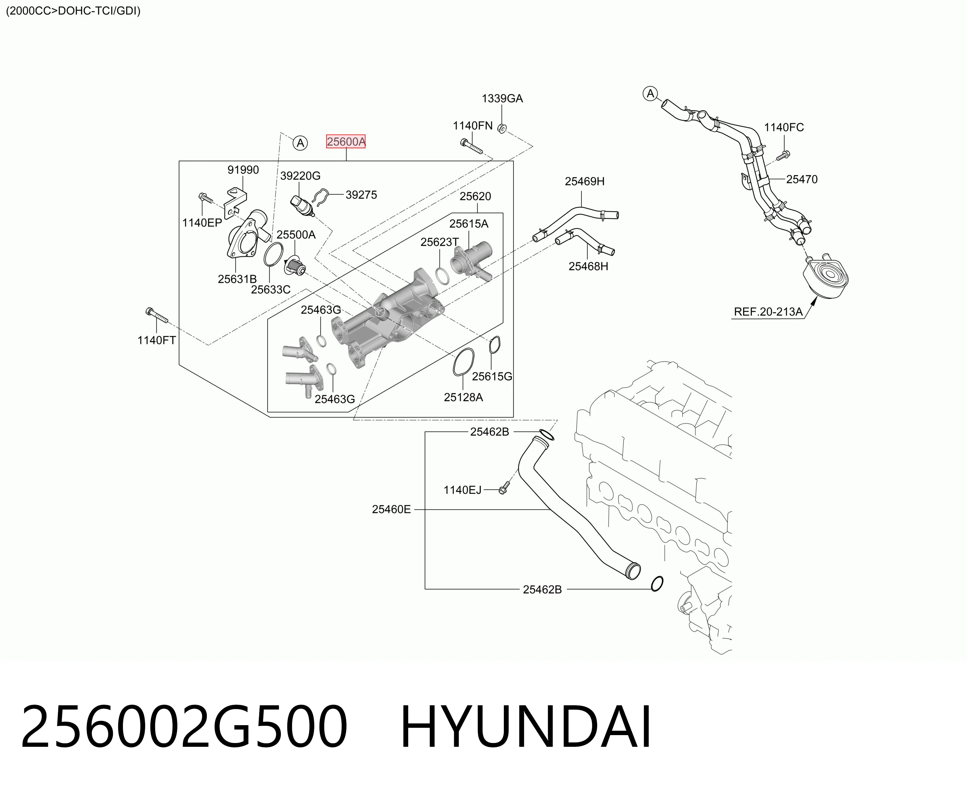 256002G500 Hyundai/Kia Caixa do termostato