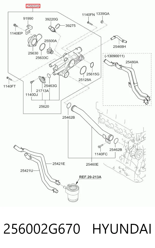 256002G670 Hyundai/Kia Caixa do termostato