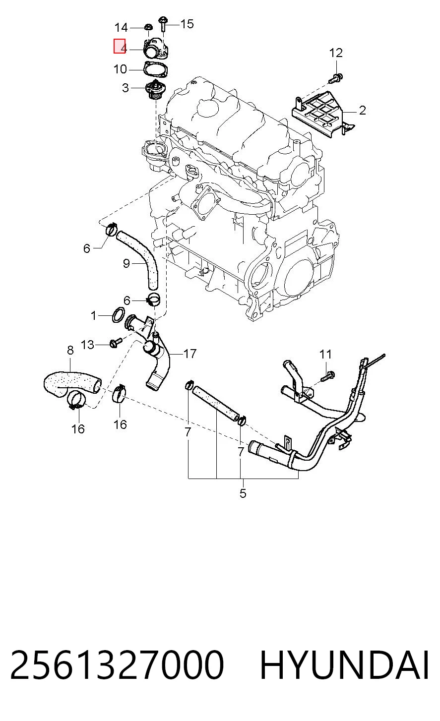 2561327000 Hyundai/Kia Tampa do termostato