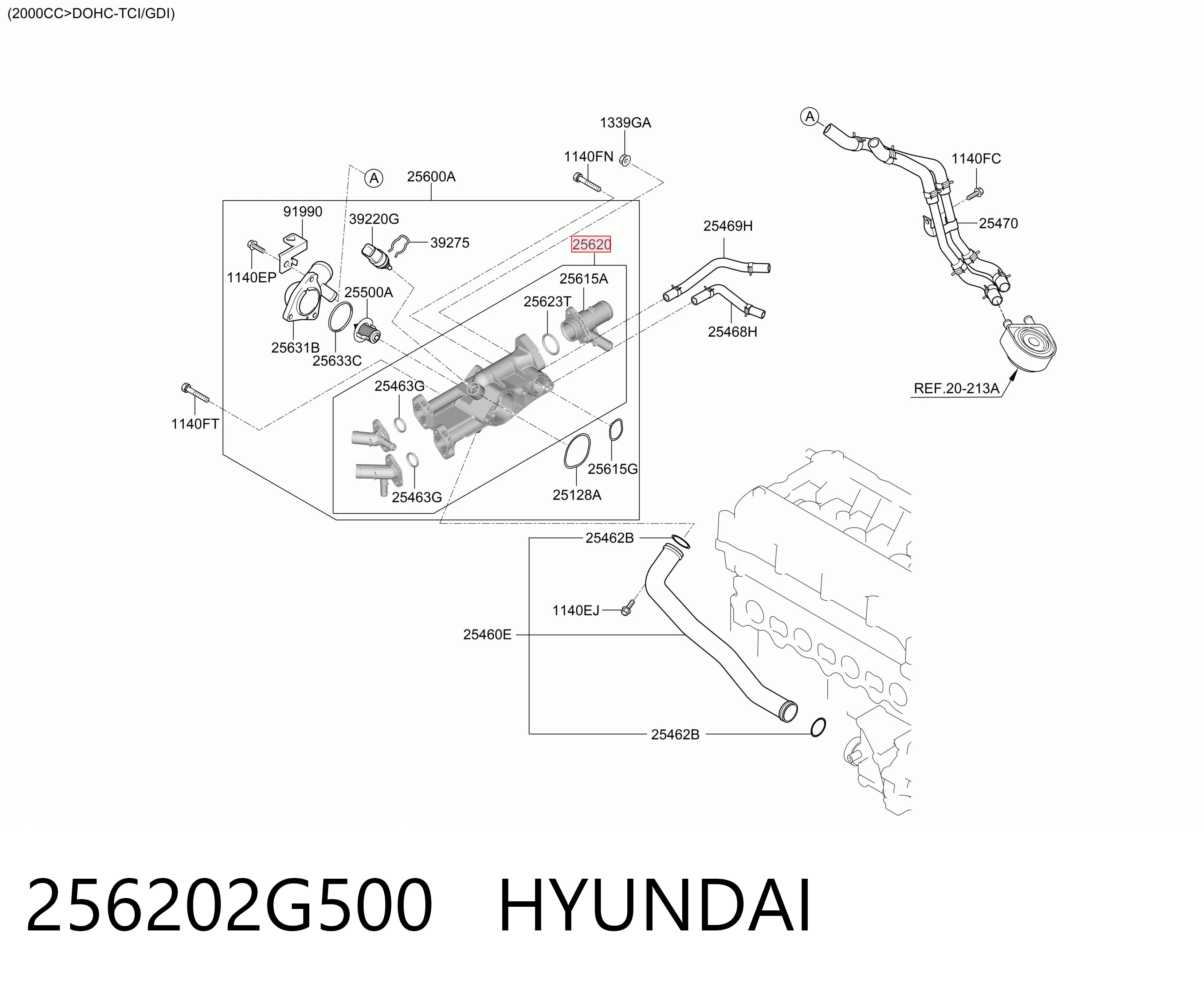 256202G500 Hyundai/Kia Caixa do termostato