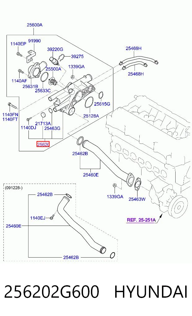 Caixa do termostato para Hyundai Sonata V NF