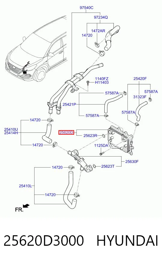 25620D3000 Hyundai/Kia Radiador de esfriamento, Caixa Automática de Mudança