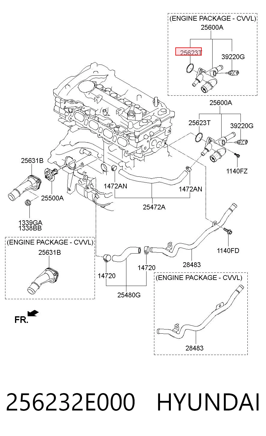 256232E000 Hyundai/Kia Vedante do flange (da união em T) do sistema de esfriamento
