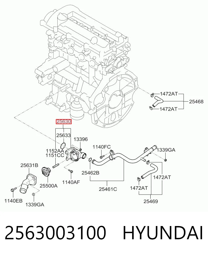 Caixa do termostato para Hyundai Accent V HC