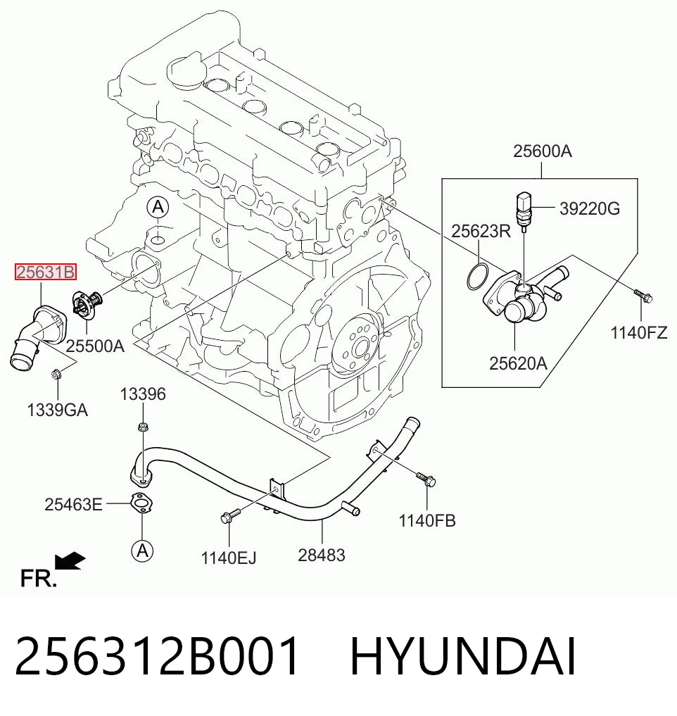256312B001 Hyundai/Kia Tampa do termostato