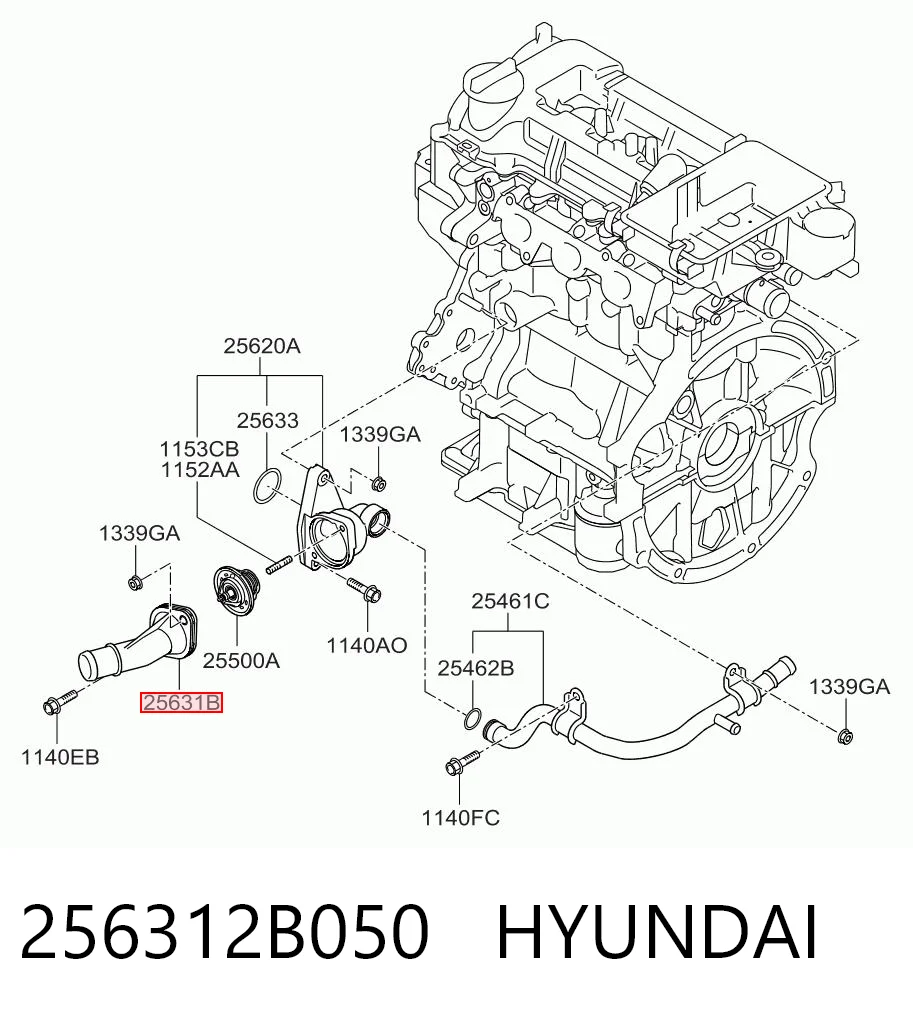 256312B050 Hyundai/Kia Tampa do termostato