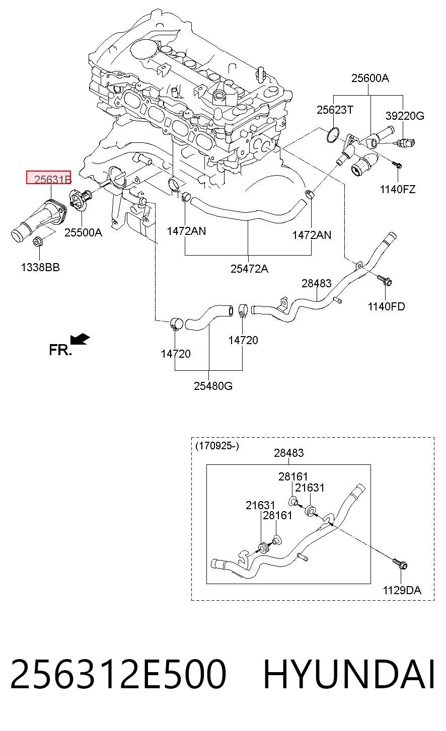 256312E500 Hyundai/Kia Tampa do termostato