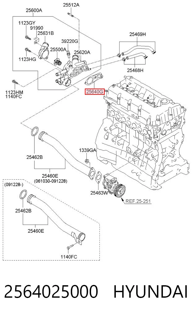 2564025000 Hyundai/Kia Vedante de termostato