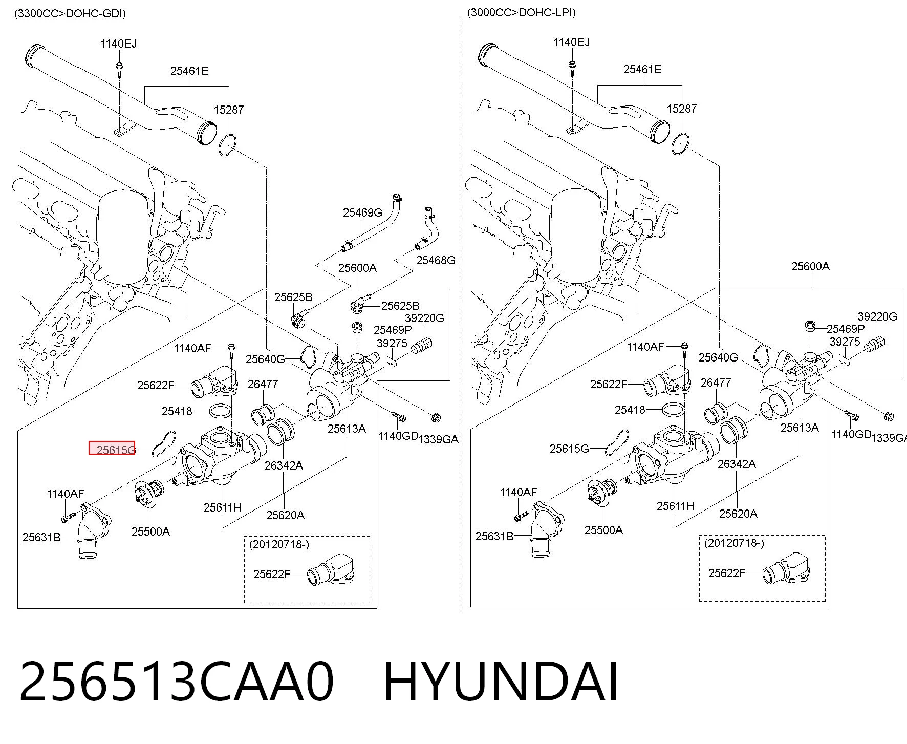 256513CAA0 Hyundai/Kia Vedante de termostato