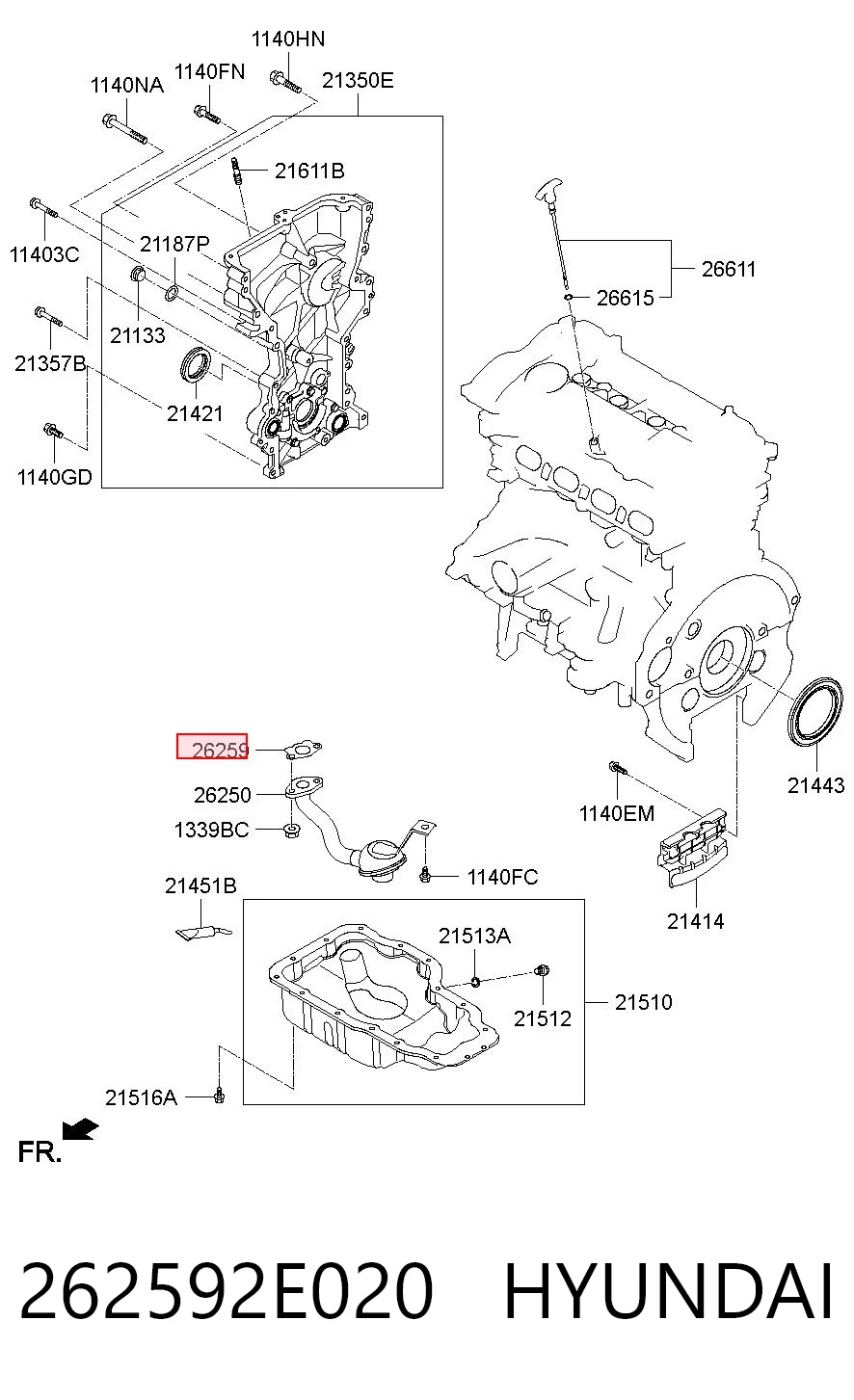 262592E020 Hyundai/Kia Vedante de bomba de óleo