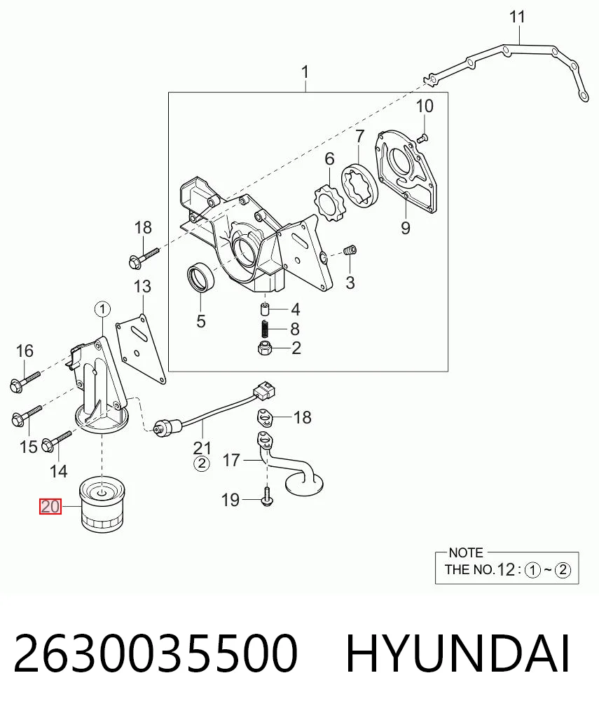 2630035500 Hyundai/Kia Filtro de óleo