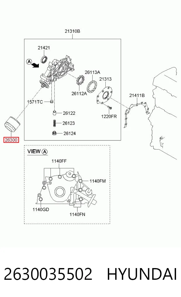 2630035502 Hyundai/Kia Filtro de óleo