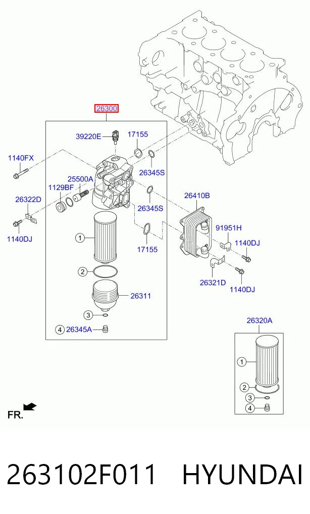 263102F011 Hyundai/Kia Caixa do filtro de óleo