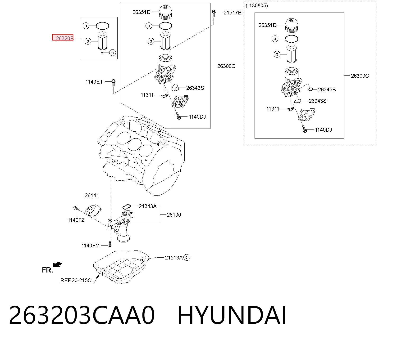 263203CAA0 Hyundai/Kia Filtro de óleo