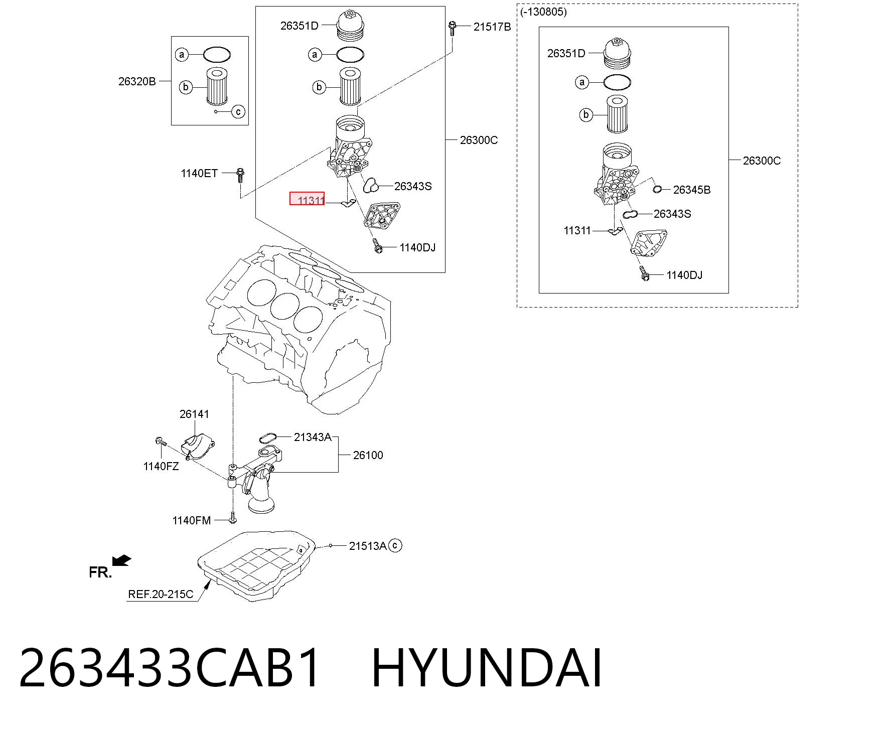 263433CAB1 Hyundai/Kia Vedante de bomba de óleo