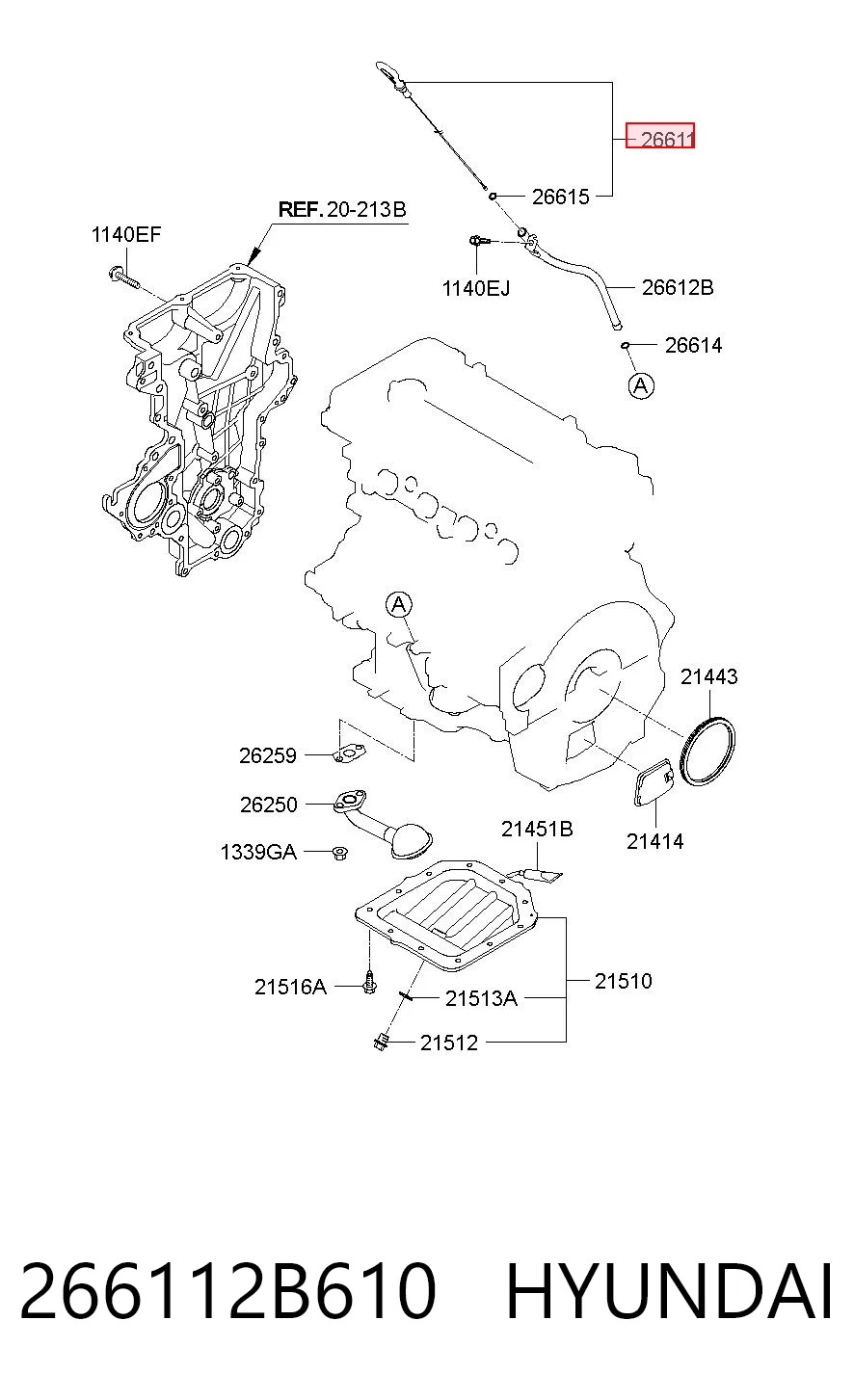 266112B610 Hyundai/Kia Sonda (indicador) do nível de óleo no motor