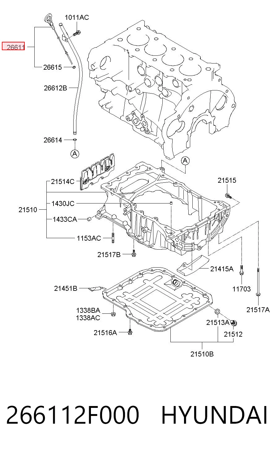 266112F000 Hyundai/Kia Sonda (indicador) do nível de óleo no motor