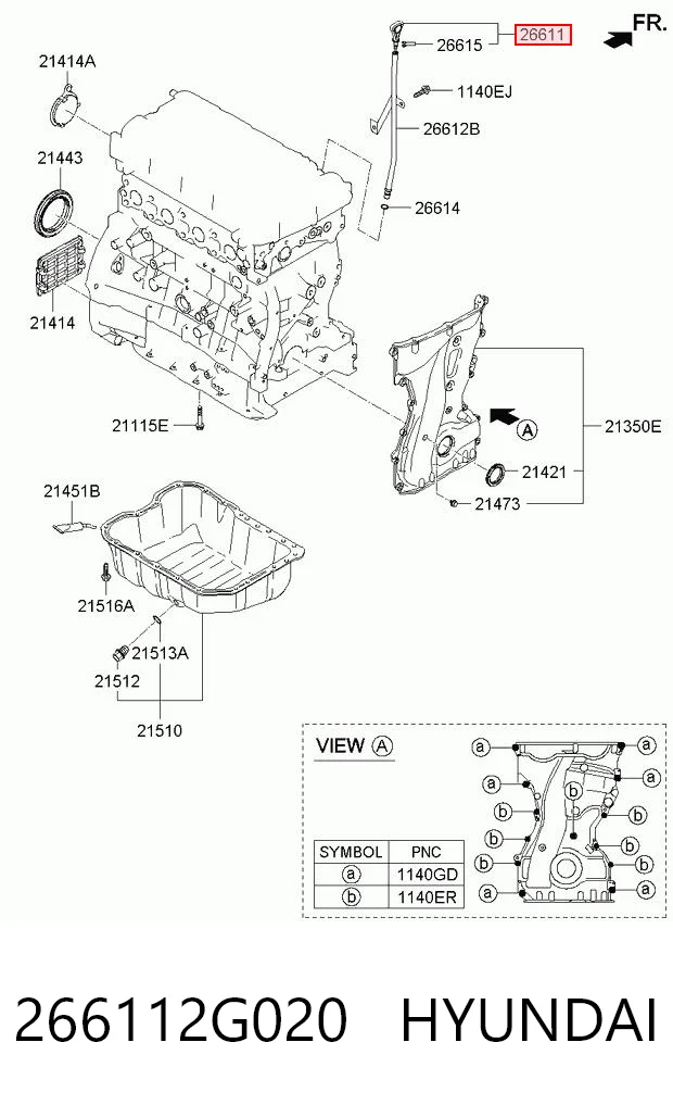 Sonda (indicador) do nível de óleo no motor para KIA Sorento II XM