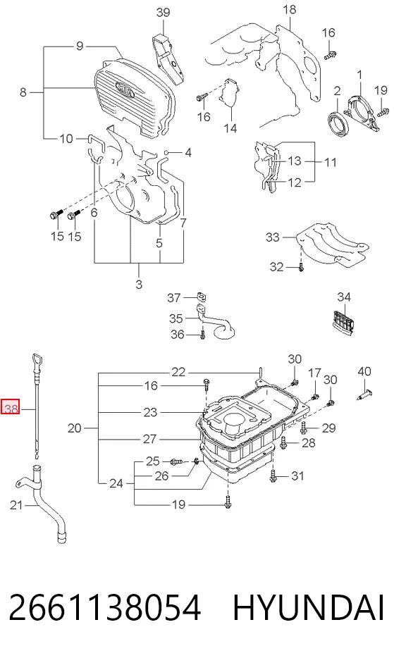 Sonda (indicador) do nível de óleo no motor para Hyundai Santa Fe I SM