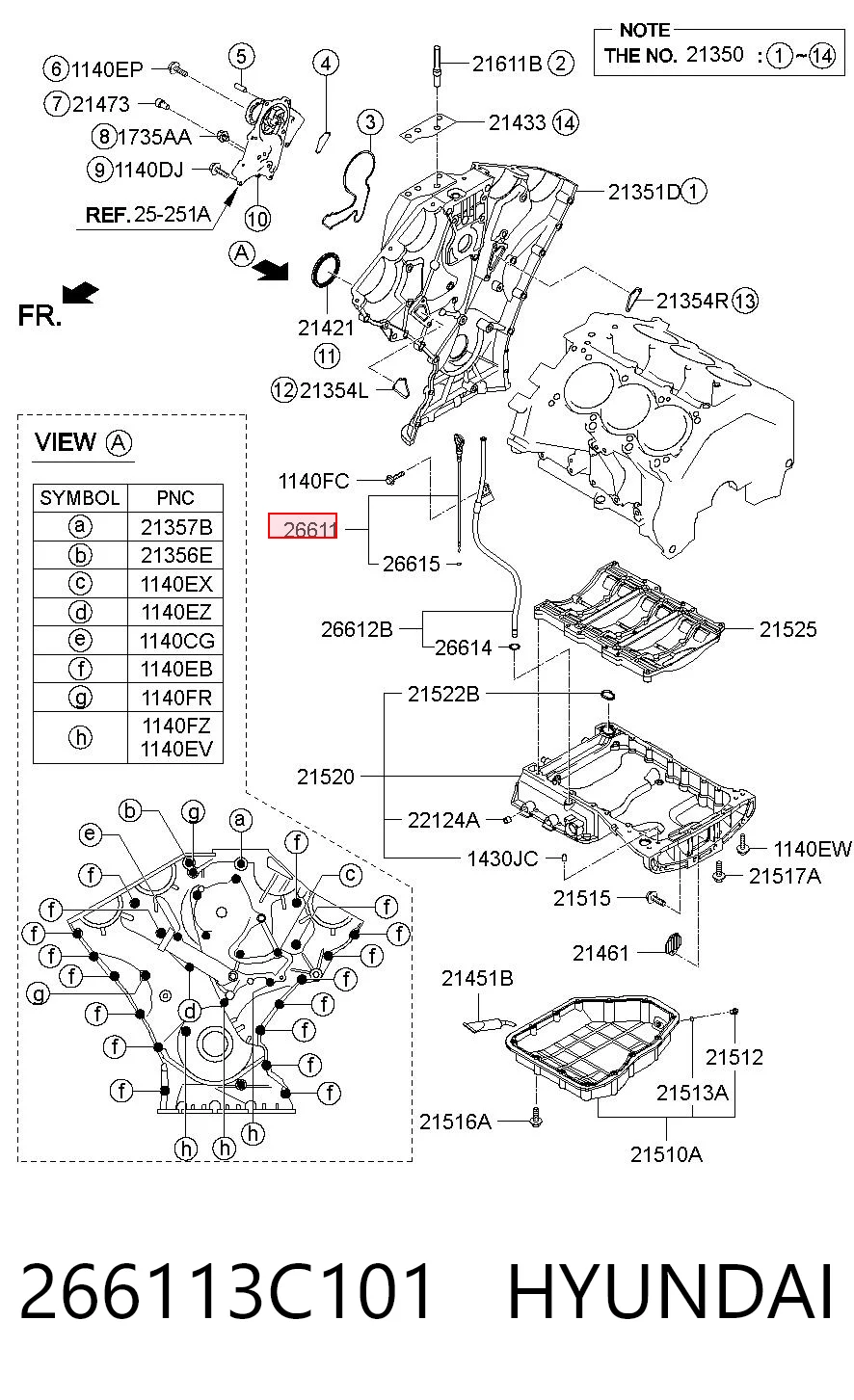 266113C101 Hyundai/Kia Sonda (indicador) do nível de óleo no motor