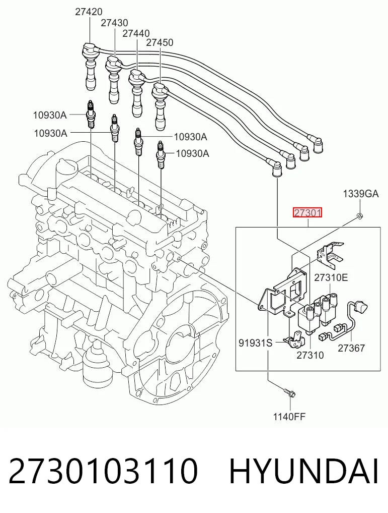 2730103110 Hyundai/Kia Bobina de ignição