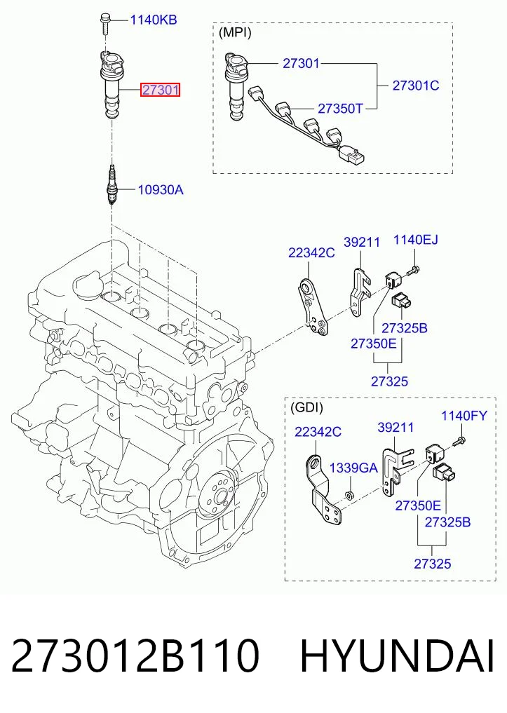 273012B110 Hyundai/Kia Bobina de ignição