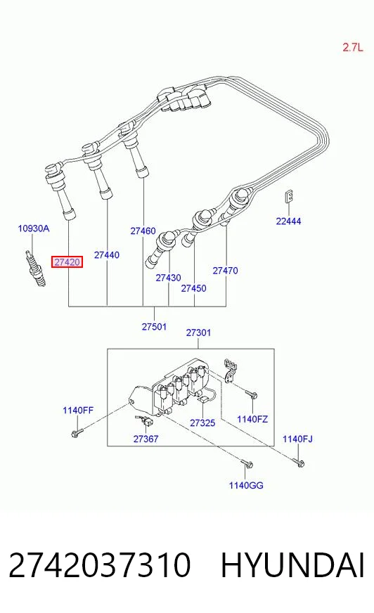 2742037310 Hyundai/Kia Fios de alta voltagem, kit
