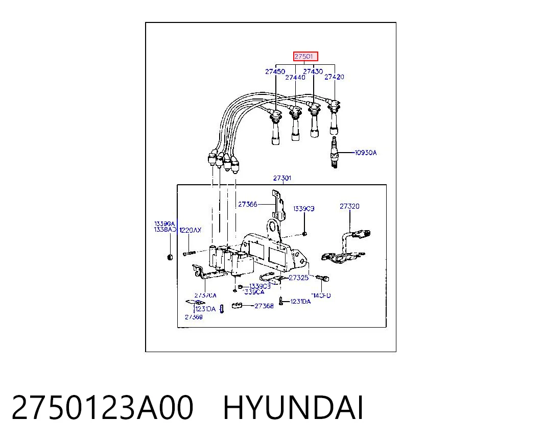 2750123A00 Hyundai/Kia Fios de alta voltagem, kit