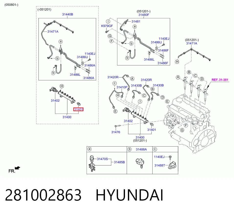 281002863 Hyundai/Kia Sensor de pressão de combustível