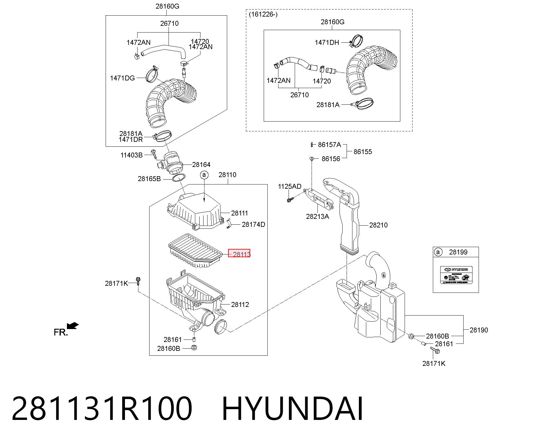 281131R100 Hyundai/Kia Filtro de ar