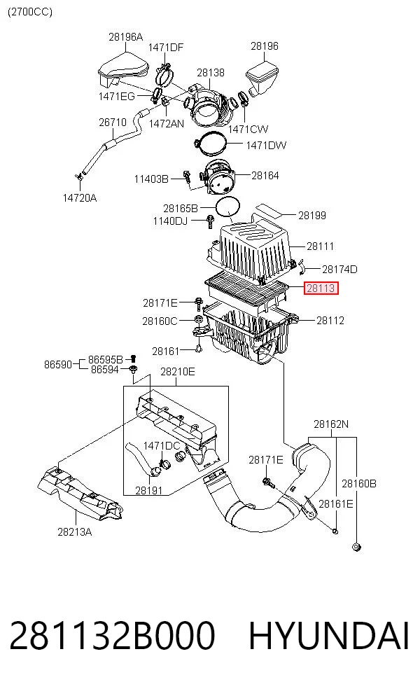 281132B000 Hyundai/Kia Filtro de ar