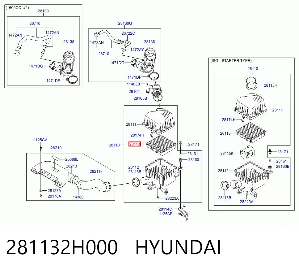 281132H000 Hyundai/Kia Filtro de ar