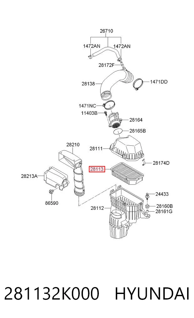 281132K000 Hyundai/Kia Filtro de ar